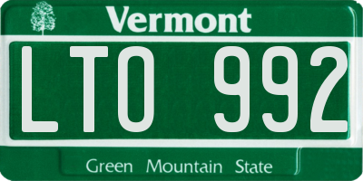 VT license plate LTO992