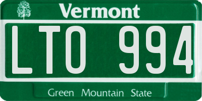 VT license plate LTO994