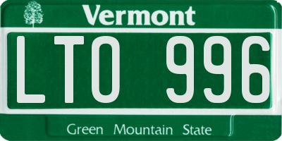 VT license plate LTO996