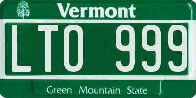 VT license plate LTO999