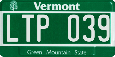 VT license plate LTP039