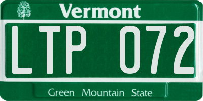VT license plate LTP072