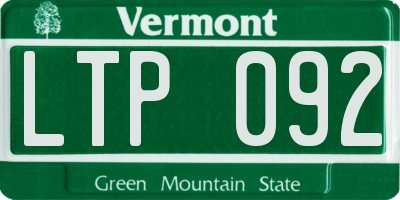 VT license plate LTP092