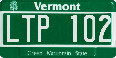 VT license plate LTP102