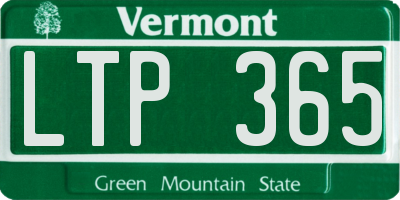VT license plate LTP365