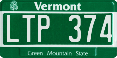 VT license plate LTP374