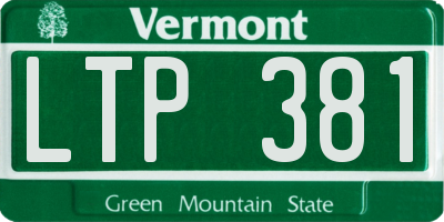 VT license plate LTP381