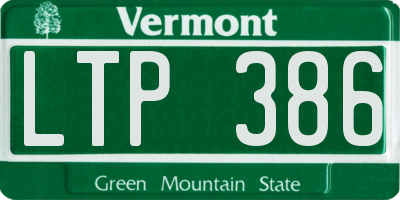 VT license plate LTP386