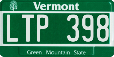 VT license plate LTP398