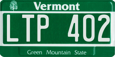 VT license plate LTP402