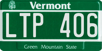 VT license plate LTP406