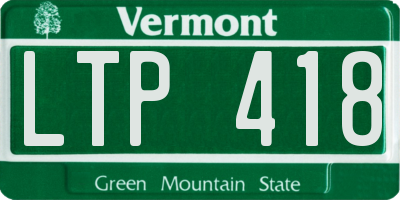 VT license plate LTP418