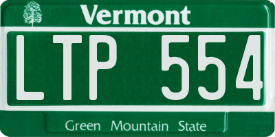 VT license plate LTP554