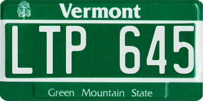 VT license plate LTP645