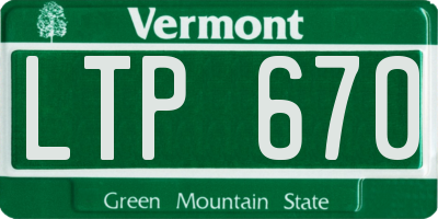 VT license plate LTP670