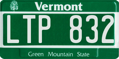 VT license plate LTP832
