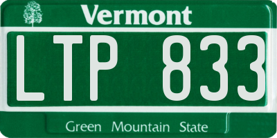 VT license plate LTP833