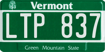 VT license plate LTP837