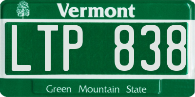 VT license plate LTP838