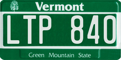 VT license plate LTP840
