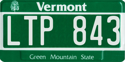 VT license plate LTP843