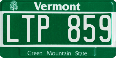 VT license plate LTP859