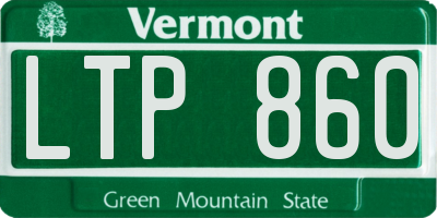 VT license plate LTP860