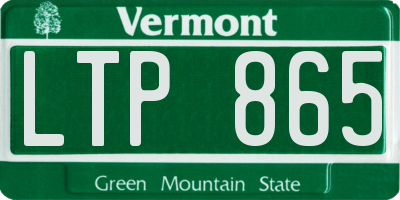 VT license plate LTP865