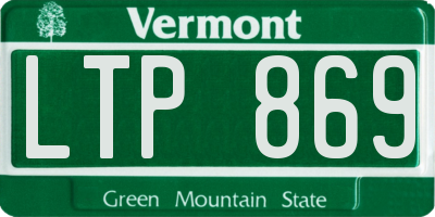 VT license plate LTP869