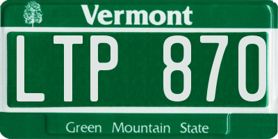 VT license plate LTP870