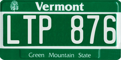 VT license plate LTP876