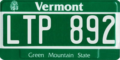 VT license plate LTP892