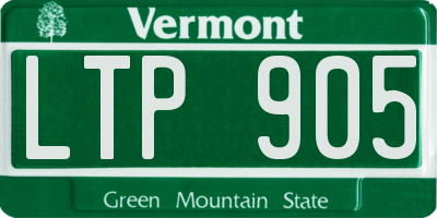 VT license plate LTP905