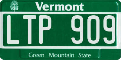 VT license plate LTP909