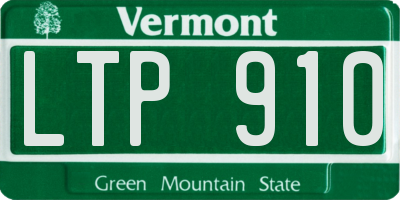 VT license plate LTP910