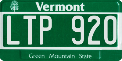 VT license plate LTP920