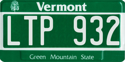 VT license plate LTP932