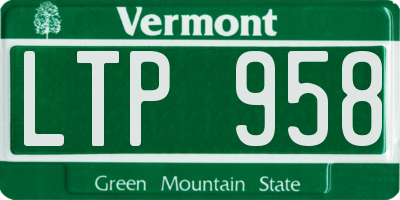 VT license plate LTP958