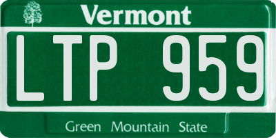 VT license plate LTP959