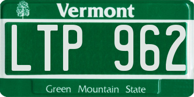 VT license plate LTP962