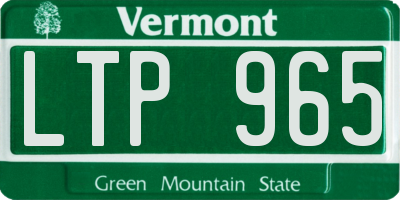 VT license plate LTP965