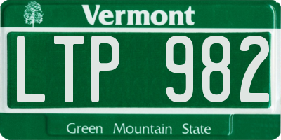 VT license plate LTP982