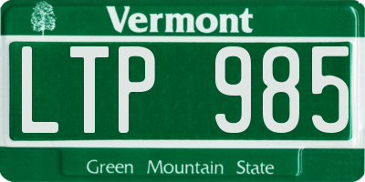 VT license plate LTP985