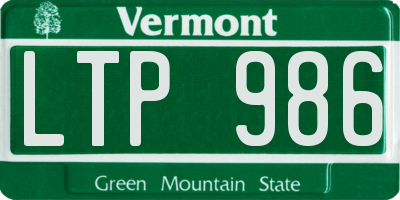VT license plate LTP986