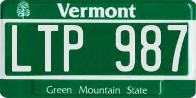 VT license plate LTP987