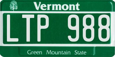 VT license plate LTP988