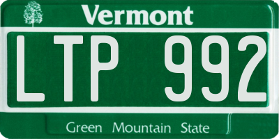 VT license plate LTP992