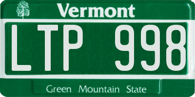 VT license plate LTP998