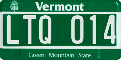 VT license plate LTQ014