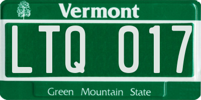 VT license plate LTQ017